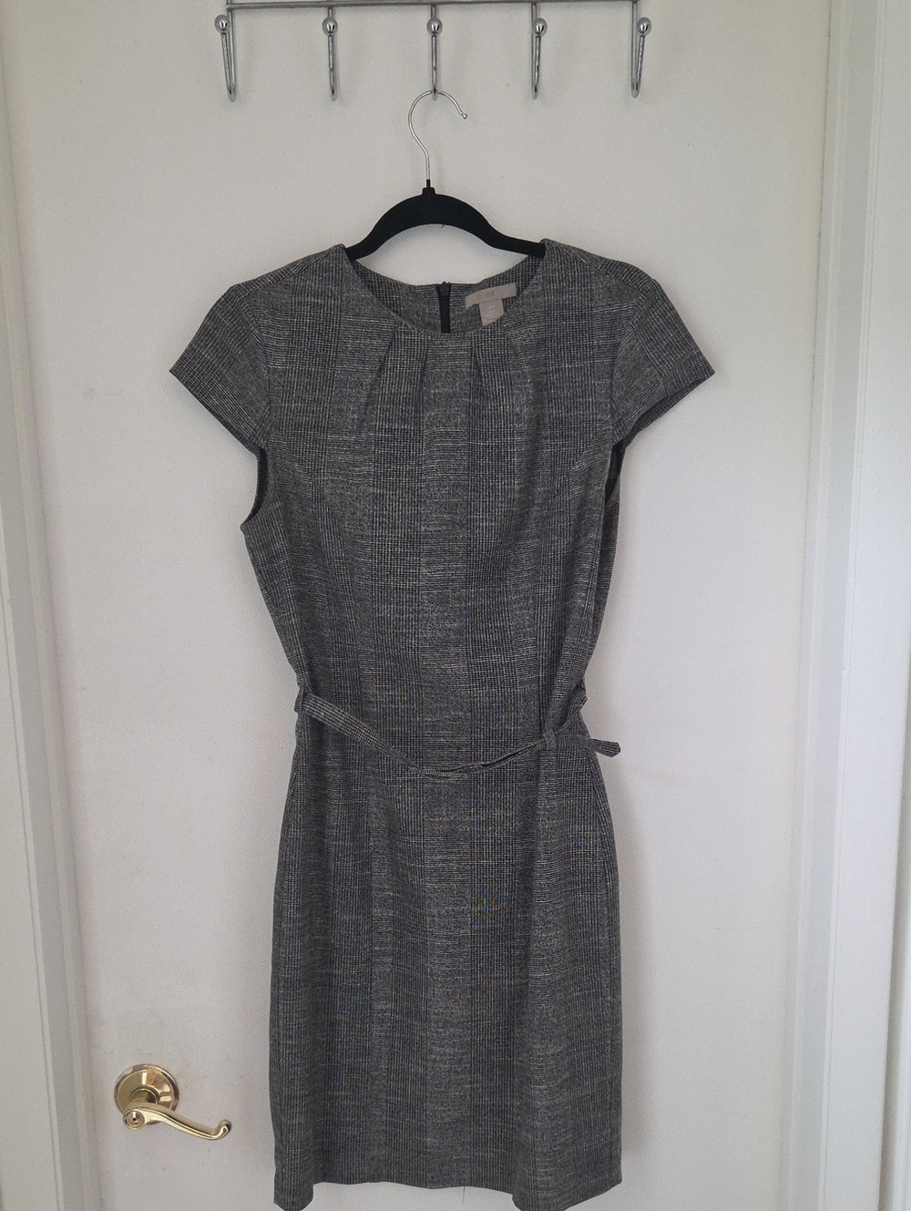 H&M Gray Textured Midi Sheath Dress